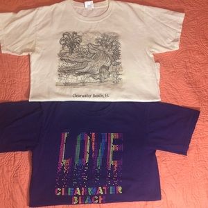 Clearwater Beach Girls T-shirt Lot Of Two Size L